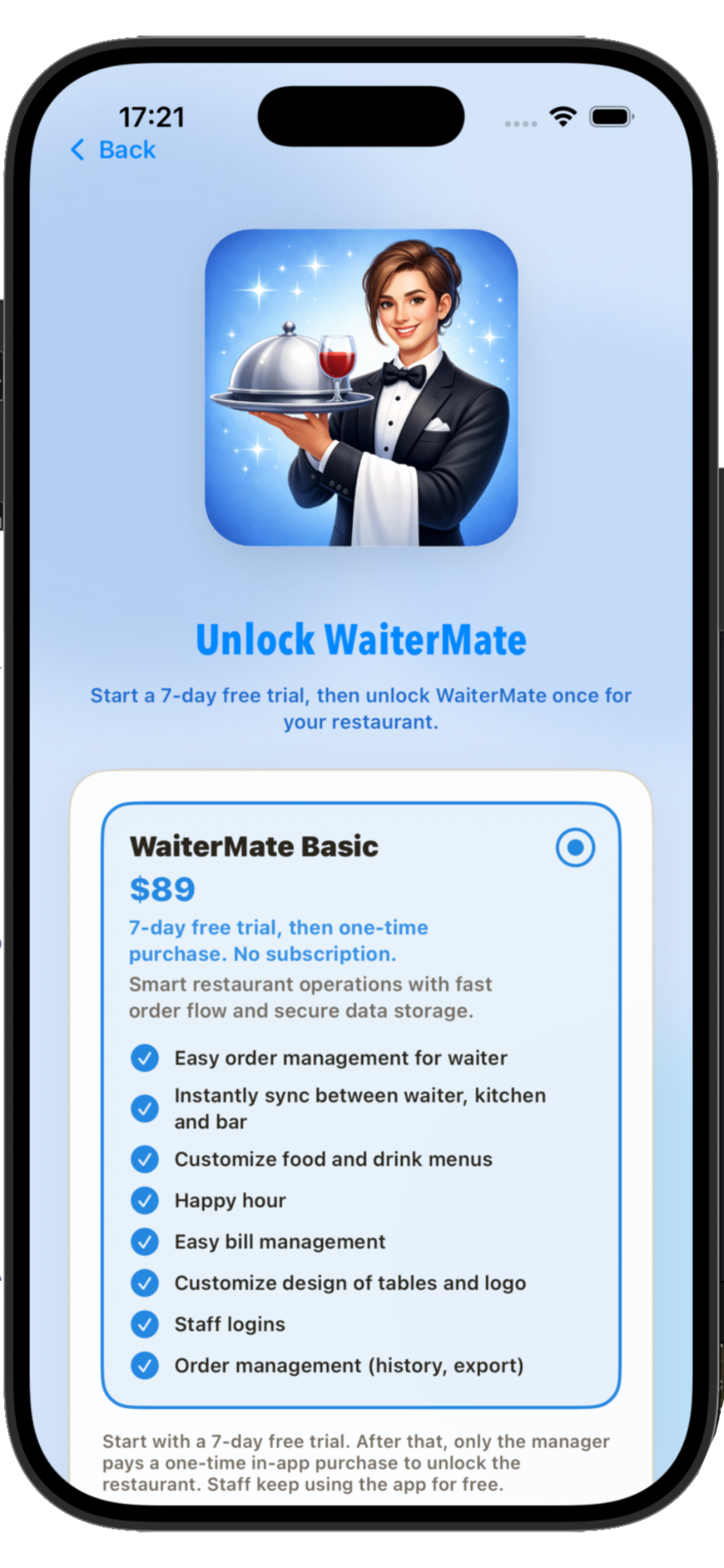WaiterMate pricing